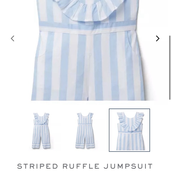 Girls Janie and Jack size 10 striped ruffled jumpsuit - Picture 2 of 5